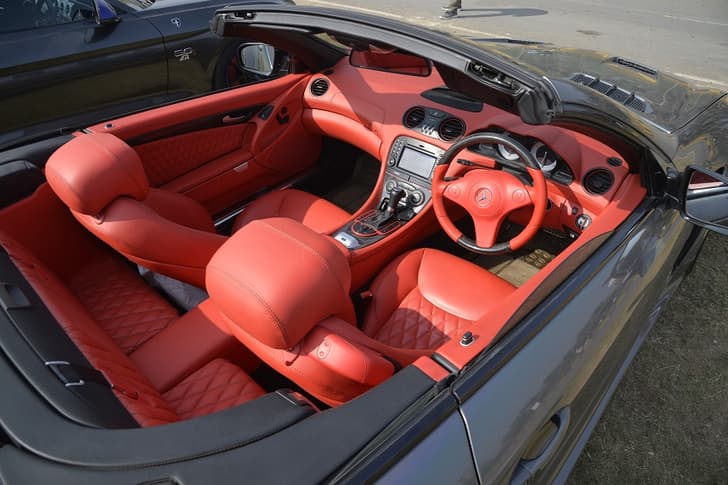 Red riding, no hood in this custom Mercedes-Benz SL.